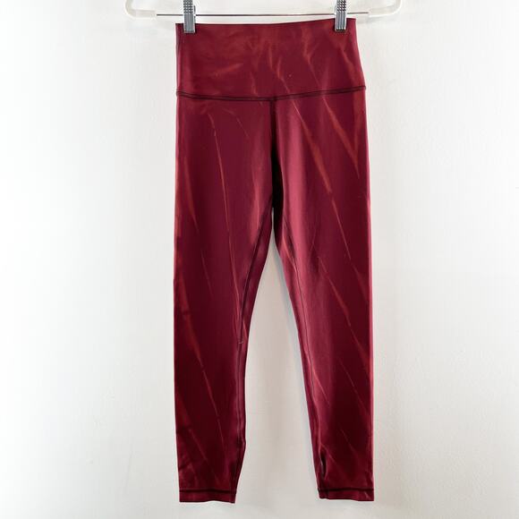 Lululemon Wunder Train High-Rise Tight 25" Sun Bleached Wash Red Merlot - Picture 4 of 10